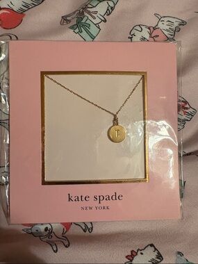 kate spade gold initial T pendant necklace